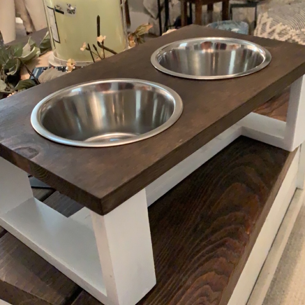 Dog bowls and stand